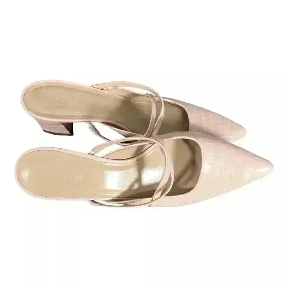 M. Gemi Shoes Pump Heel Pointed Toe Beige Blush Pink 9/40